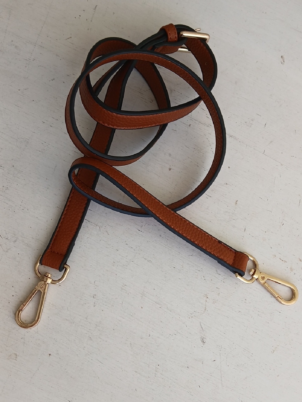 Brown replacement Bag Strap with gold tone hardware